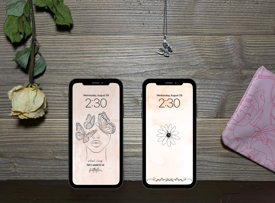 Minimalist Butterfly and Flower Phone Wallpaper Pack