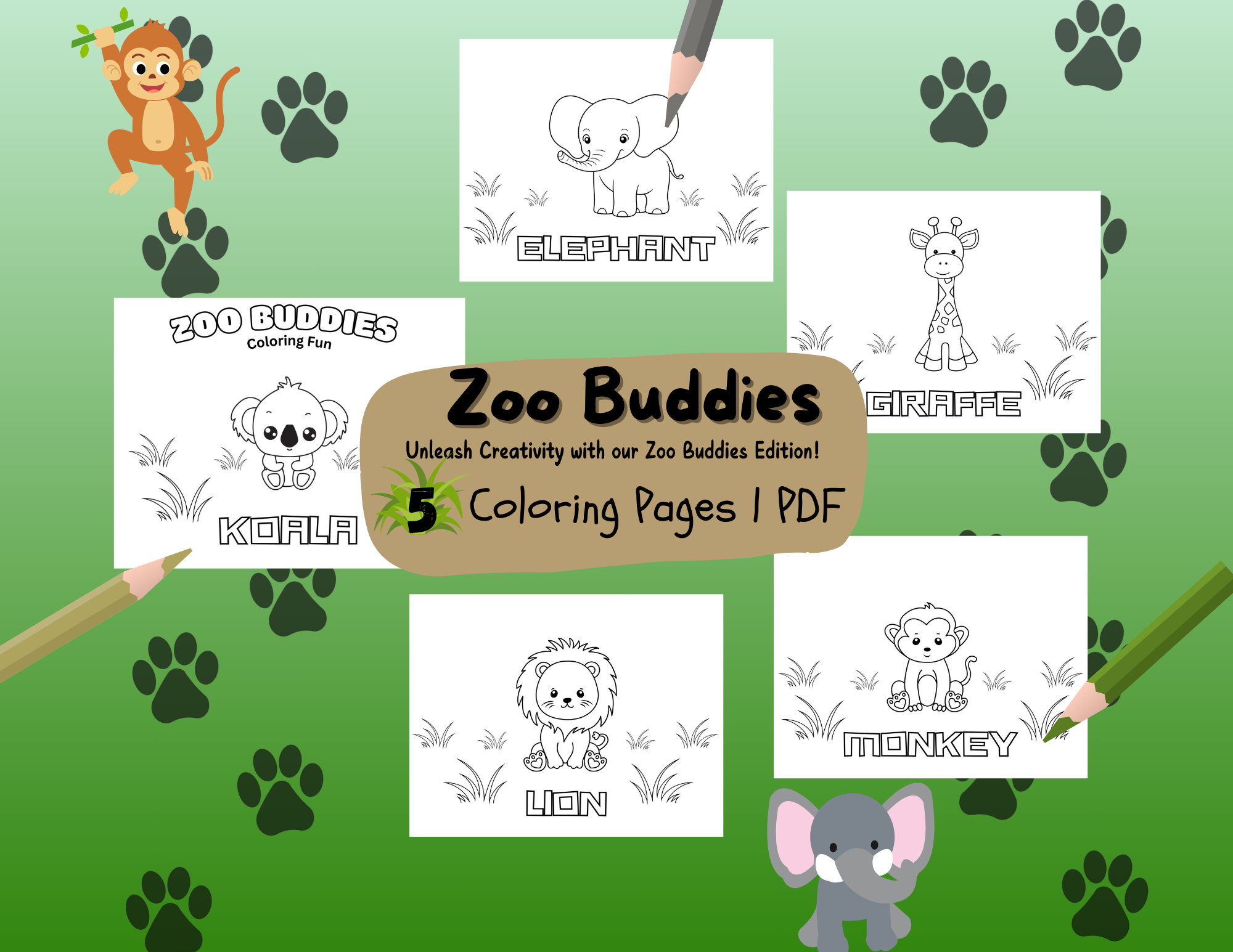 Zoo Buddies Coloring Pages